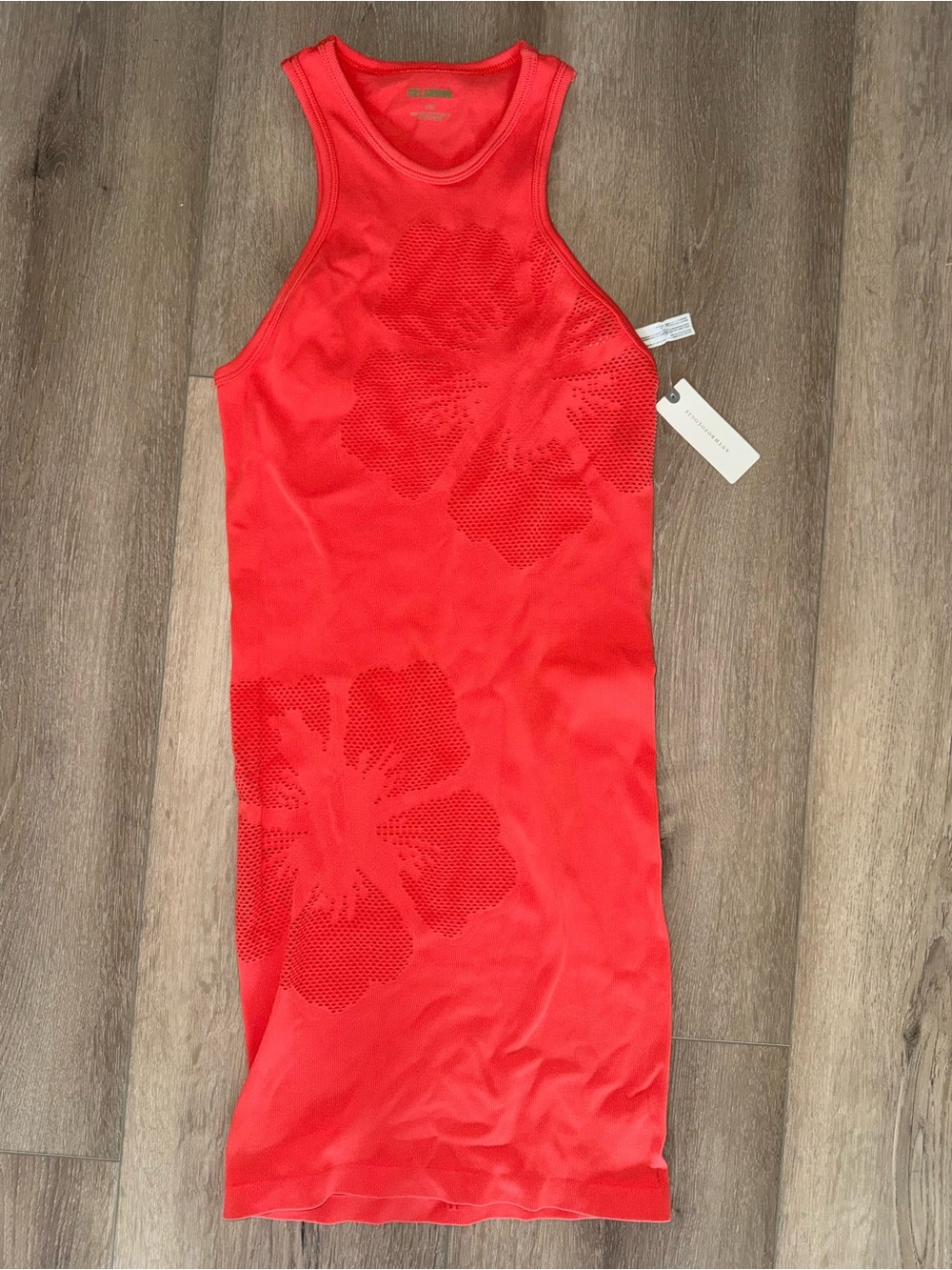 NWT Celandine Coral Orange Hibiscus Flower Seamless Mini Dress Anthropologie S M